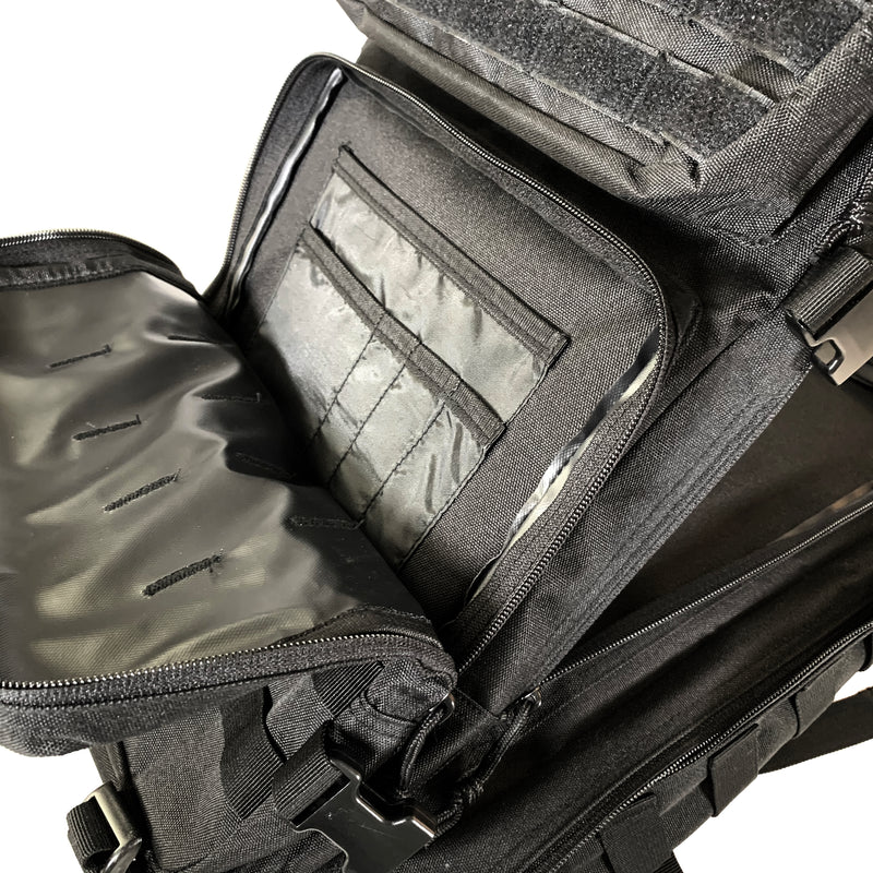 army backpack with tactical gear loops